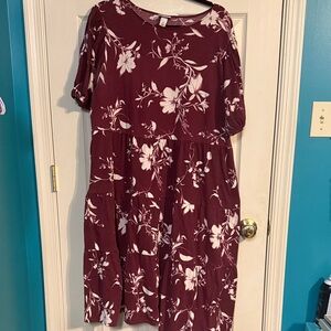 Ava & Viv Maroon Floral Midi Dress